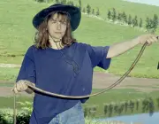 Woman holding a Giant Gippsland Earthworm