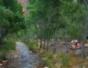 Bright Angel creek and Campground and the end of the South Kaibab Trail, Grand Canyon National Park, Arizona.