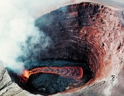 Aerial view of the lava lake in Puʻu ʻŌʻō, a cinder cone on Kīlauea