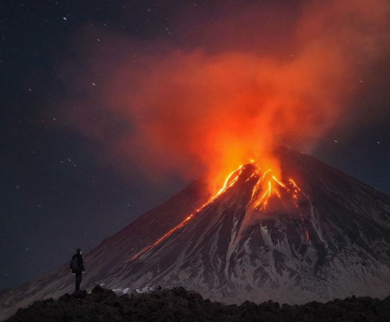 Vulcão Shiveluch em Erupção