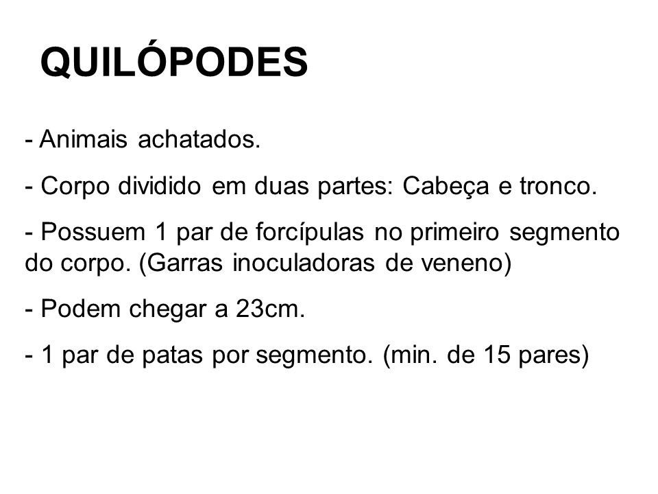 Quilópodes - Características 