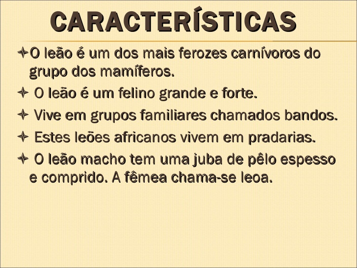 Características Físicas do Leão