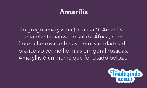 Significado do Nome Amarilis