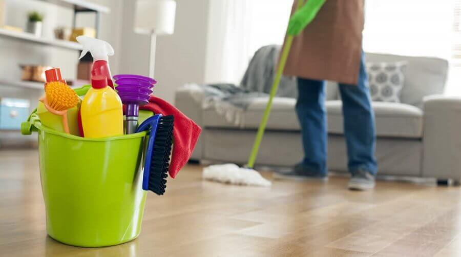 Homem Limpando a Casa