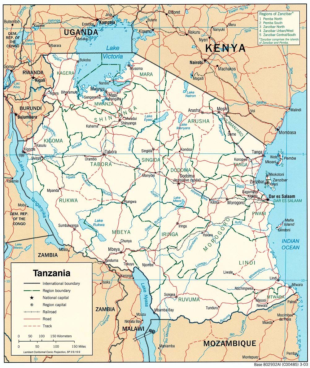 Mapa da Tanzânia 