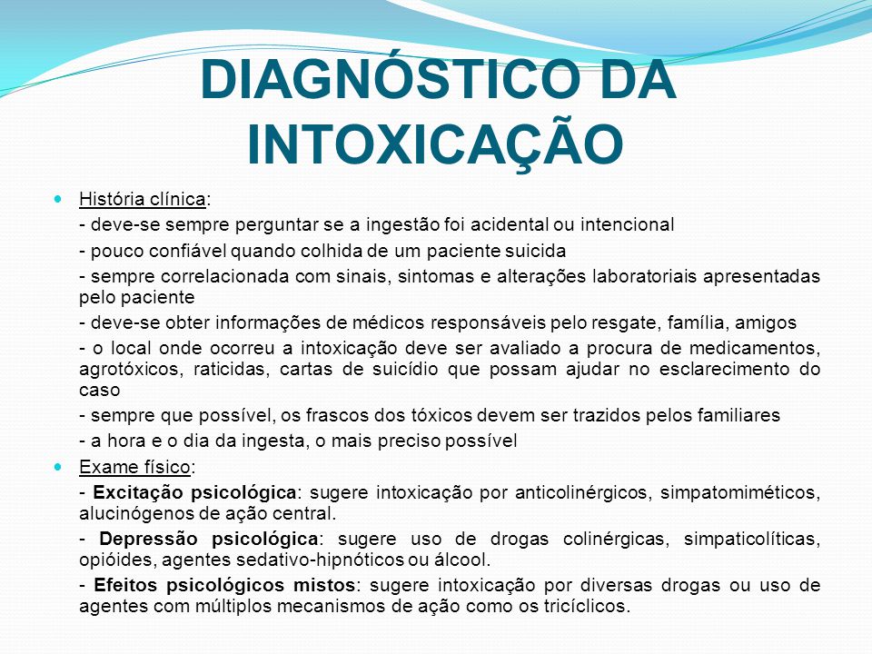 Diagnóstico da Intoxicação