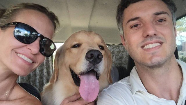 Golden Retriever Com os Donos no Carro