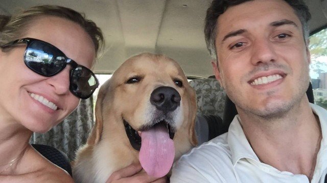 Golden Retriever Com os Donos no Carro 