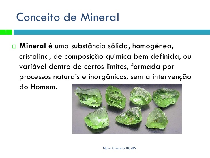 Conceito de Minerais
