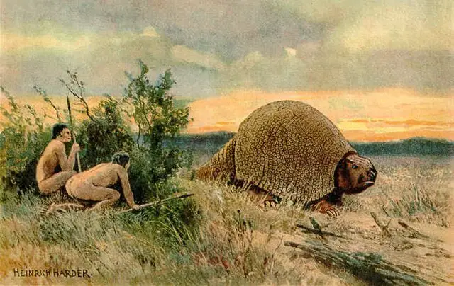 Ilustração da Caça do Glyptodon 