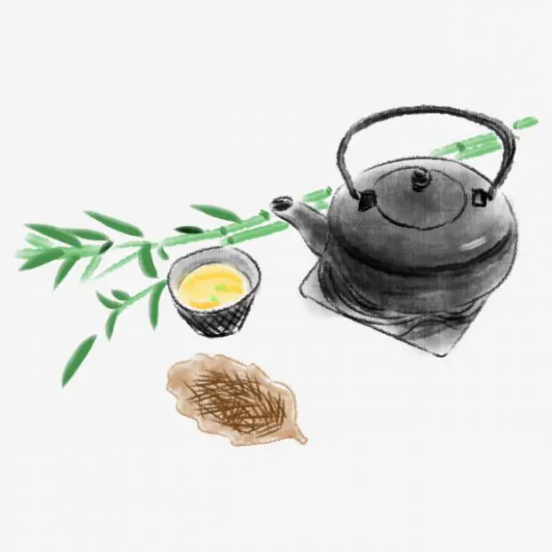 Chá Usando Folha de Bambu 