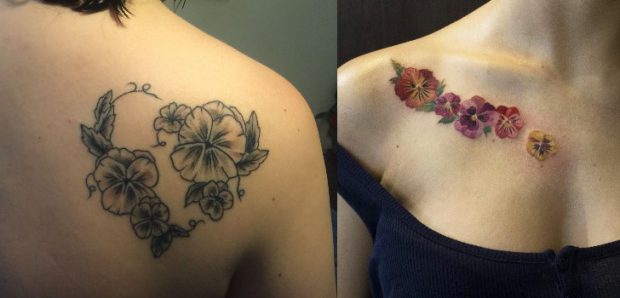 Tatuagem de Amor Perfeito no Ombro