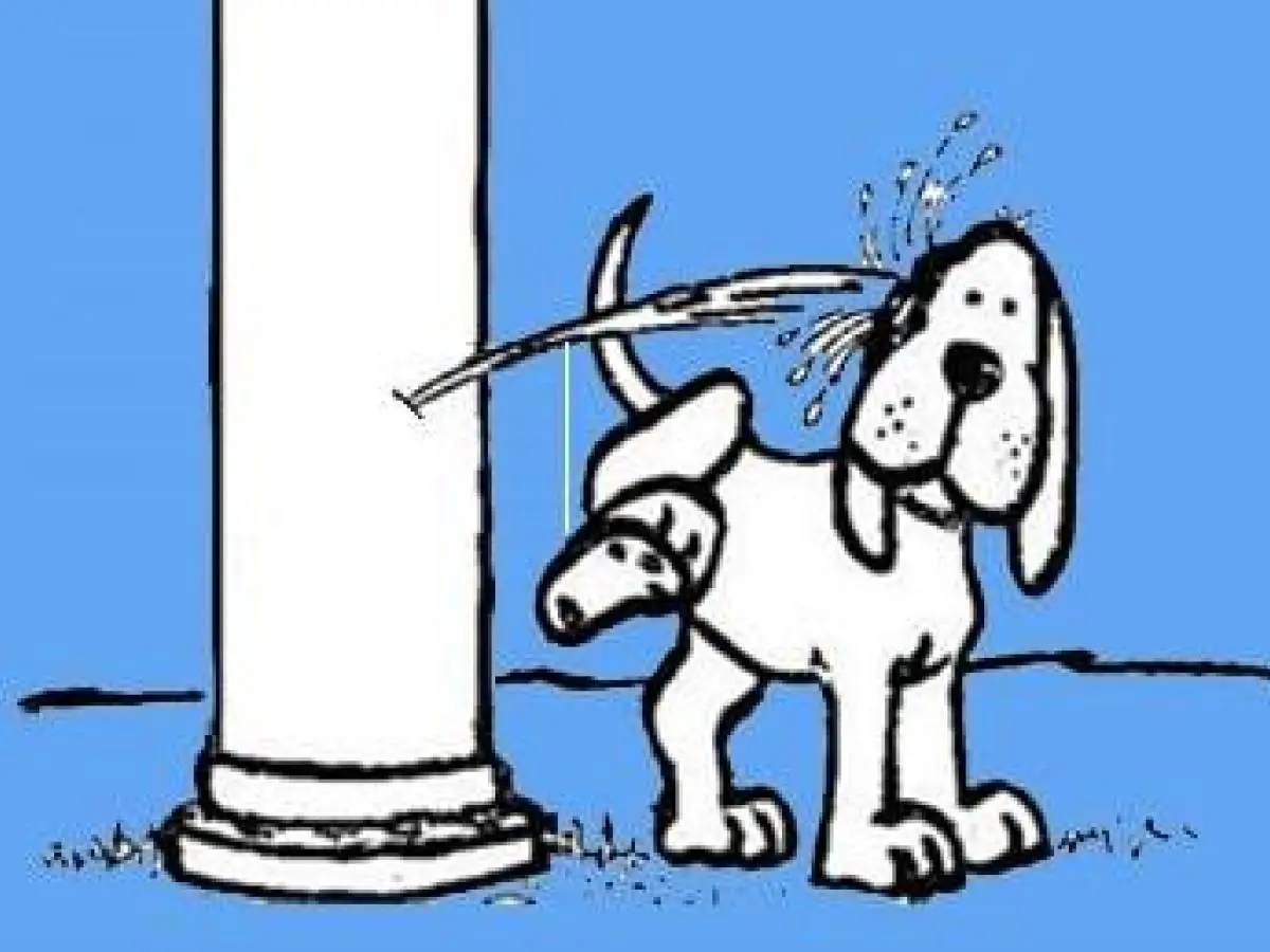 Ilustração do Cachorro Urinando no Poste 