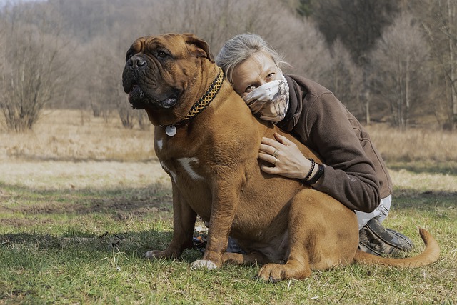 Mulher Abraçada com Cachorro 